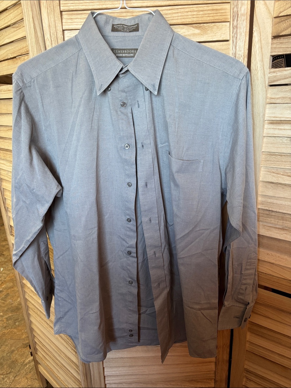 Claybrooke Men’s Long-Sleeve Button-Up Shirt - Gray 15 1/2 32/33